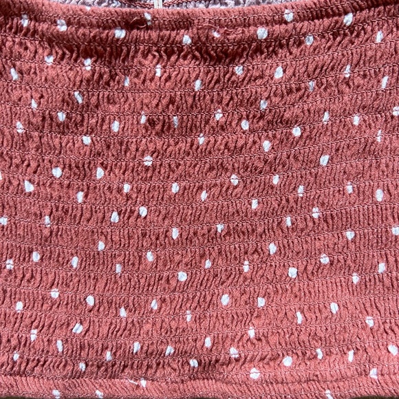 Pacsun Lottie Moss Pink White Polkadot Smocked Crop Top Festival Boho Retro MED - Picture 10 of 15